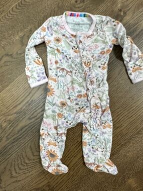 Magnetic Me Pastel Floral & Animal Footed One-Piece - Pink/Multicolor